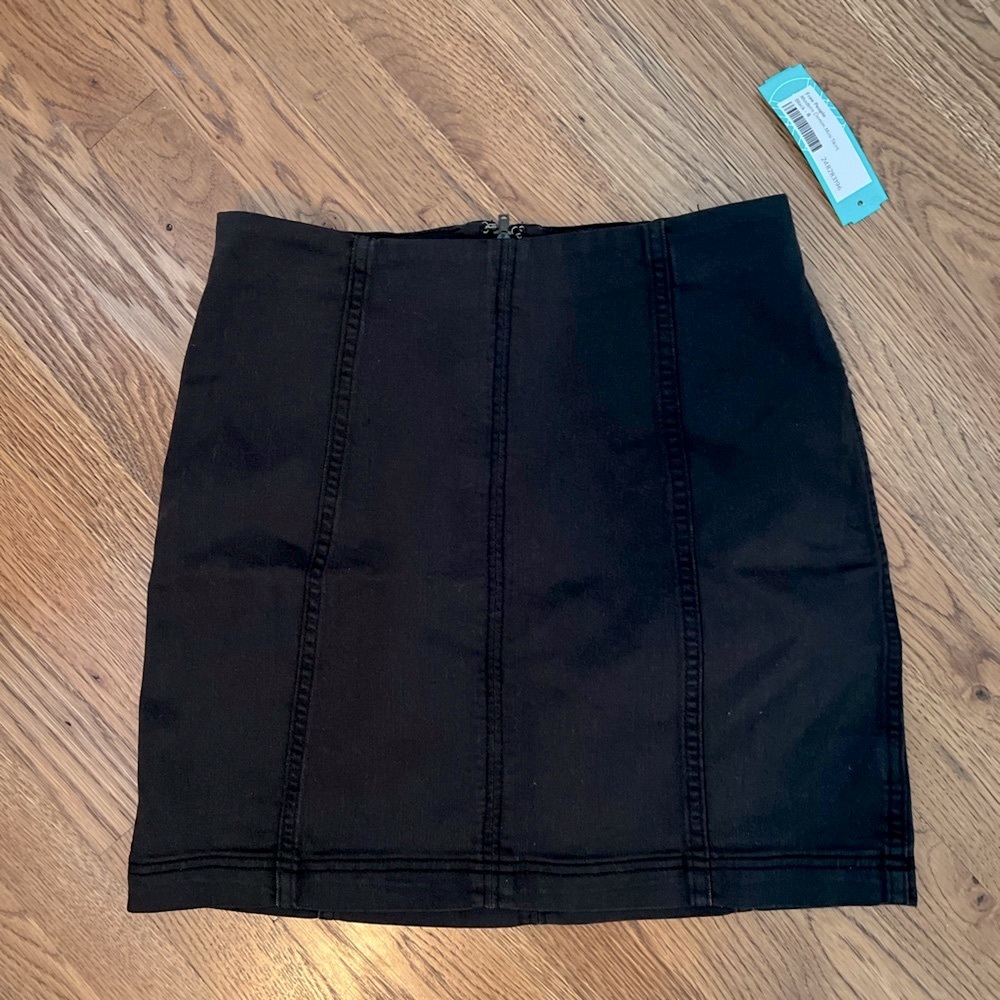 NWT Free People, modern denim mini skirt, Black, size 8, brand new with tags